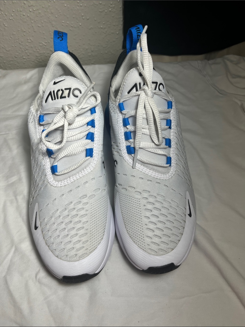 Nike Kids White Sneakers with Blue Accents